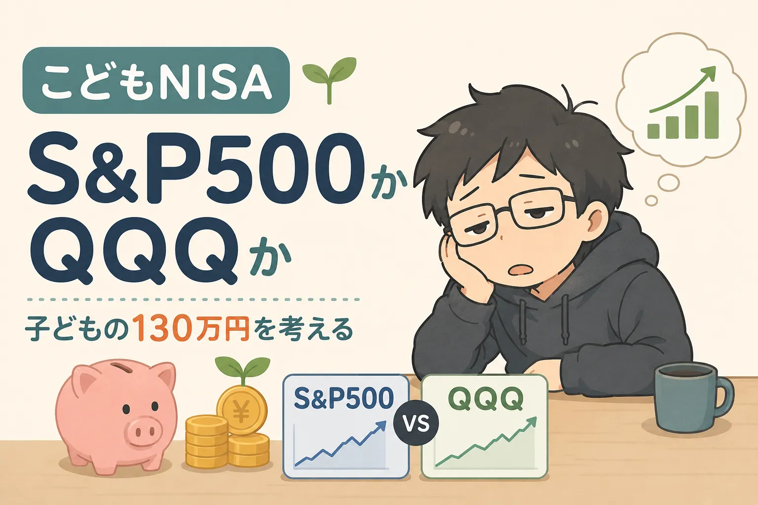 【子どもの130万円どう運用する？】こどもNISAでS&P500かQQQか、18年後で比べてみたのアイキャッチ
