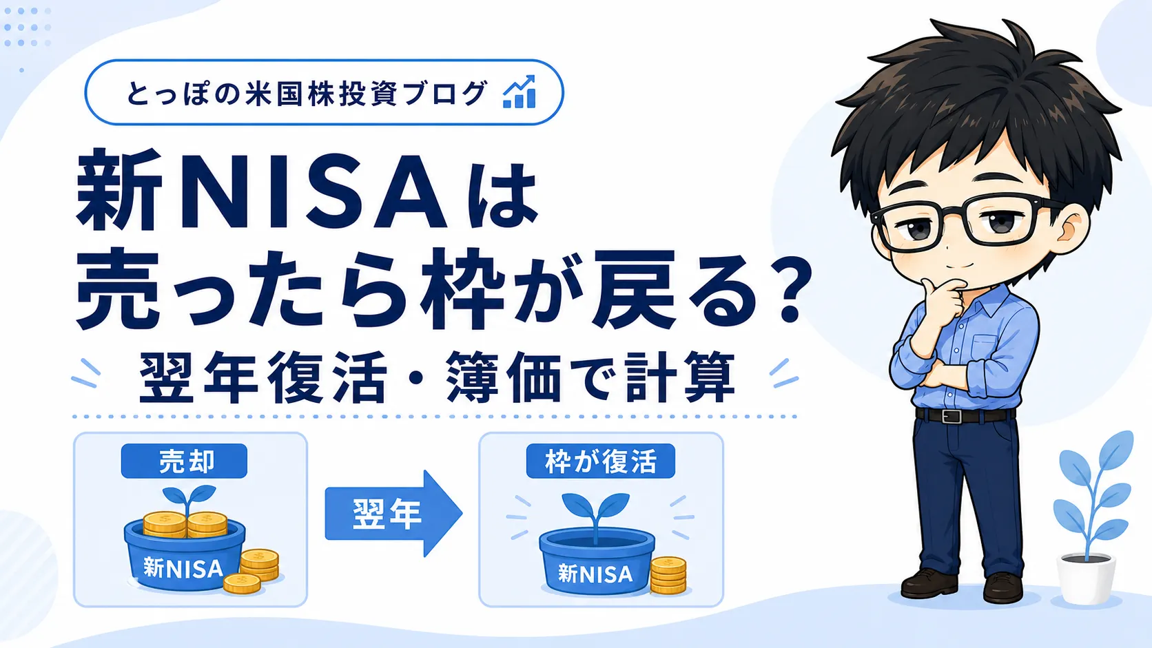 新NISAは売ったら枠が戻る？翌年復活・簿価残高方式・年間投資枠を図解のアイキャッチ
