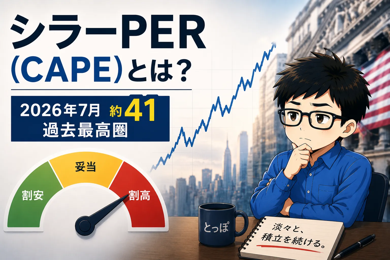 シラーPER（CAPE）とは？S&P500の割高度の見方を積立投資家目線で解説のアイキャッチ