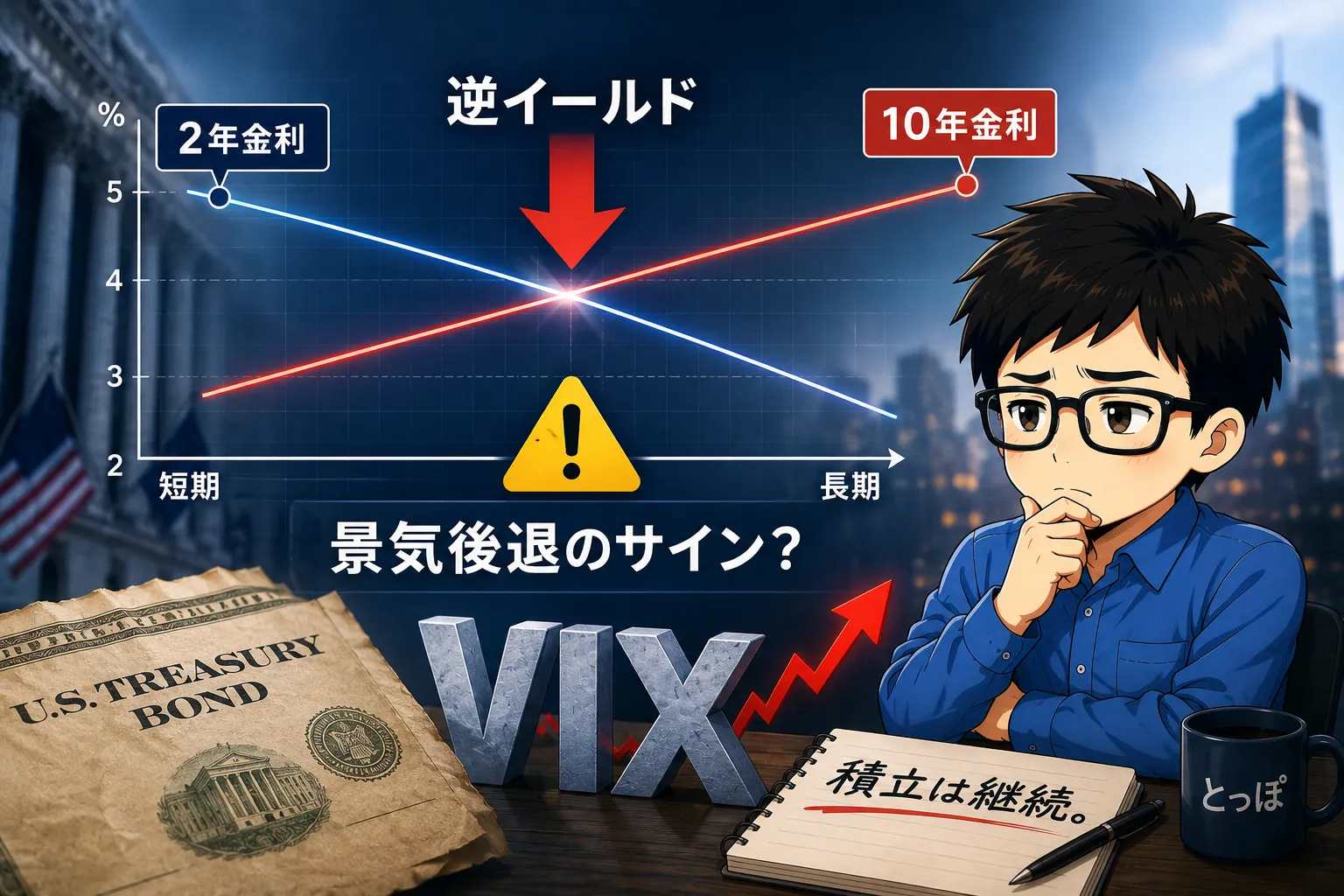 逆イールドとは？景気後退サインの見方を積立投資家目線で解説のアイキャッチ