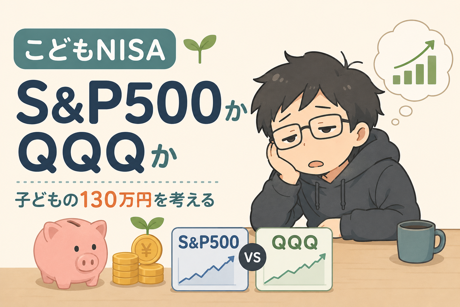 【子どもの130万円どう運用する？】こどもNISAでS&P500かQQQか、18年後で比べてみたのアイキャッチ